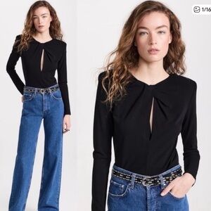 NWT Anine Bing Amaya Cut Out Top Long Sleeve Black Blouse size S NEW